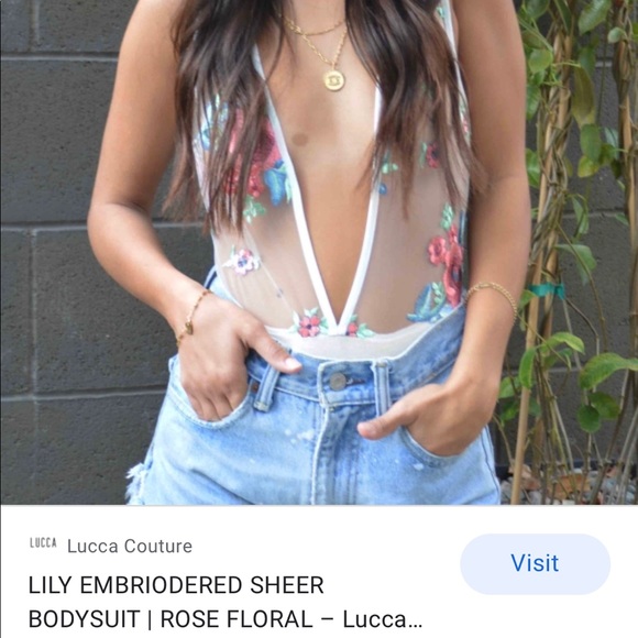 Lucca Couture Lily Embroidered Sheer Bodysuit - Picture 2 of 4